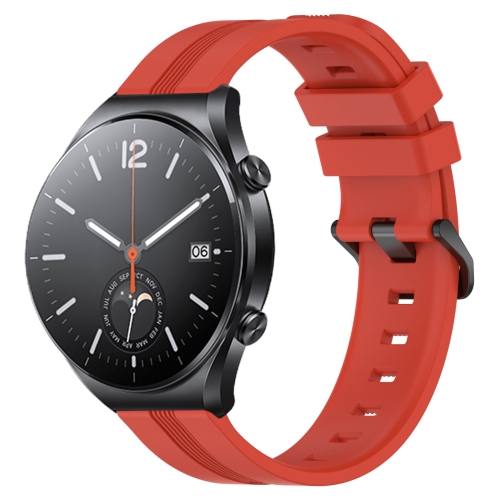 

For Xiaomi MI Watch S1 22mm Concave Striped Slicone Watch Band(Red)