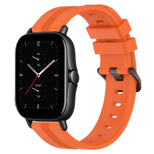 

For Amazfit GTS 2E 20mm Concave Striped Slicone Watch Band(Orange)