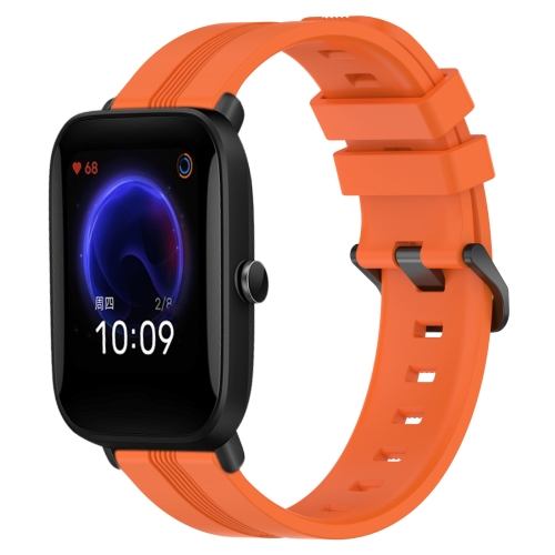 

For Amazfit Pop 20mm Concave Striped Slicone Watch Band(Orange)