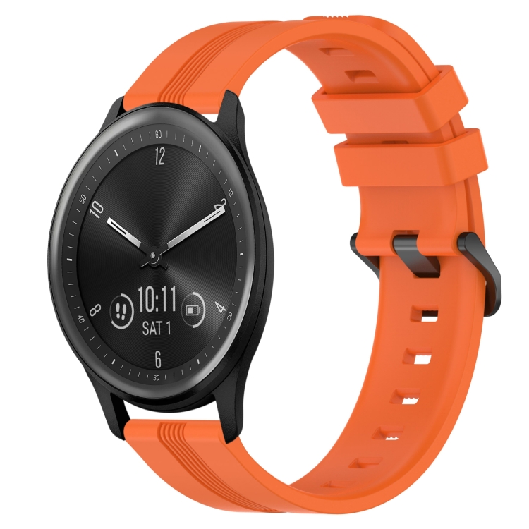 

For Garmin Vivomove Sport 20mm Concave Striped Slicone Watch Band(Orange)
