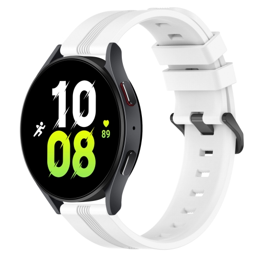 

For Samsung Galaxy Watch5 44mm 20mm Concave Striped Slicone Watch Band(White)