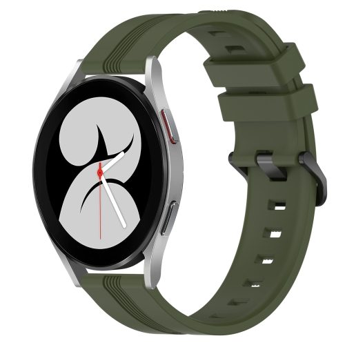 

For Samsung Galaxy Watch4 40mm 20mm Concave Striped Slicone Watch Band(Army Green)