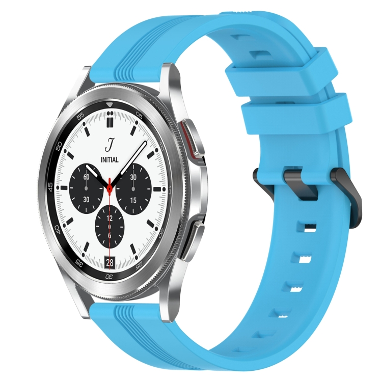 

For Samsung Galaxy Watch 4 Classic 42mm 20mm Concave Striped Slicone Watch Band(Sky Blue)