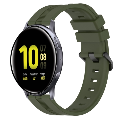 

For Samsung Galaxy Watch Active 2 40mm 20mm Concave Striped Slicone Watch Band(Army Green)