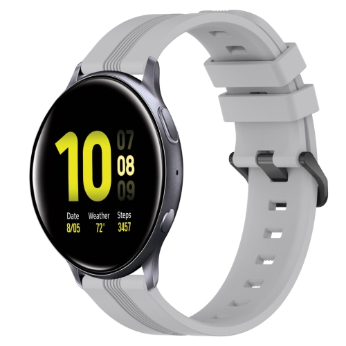 

For Samsung Galaxy Watch Active 2 44mm 20mm Concave Striped Slicone Watch Band(Grey)