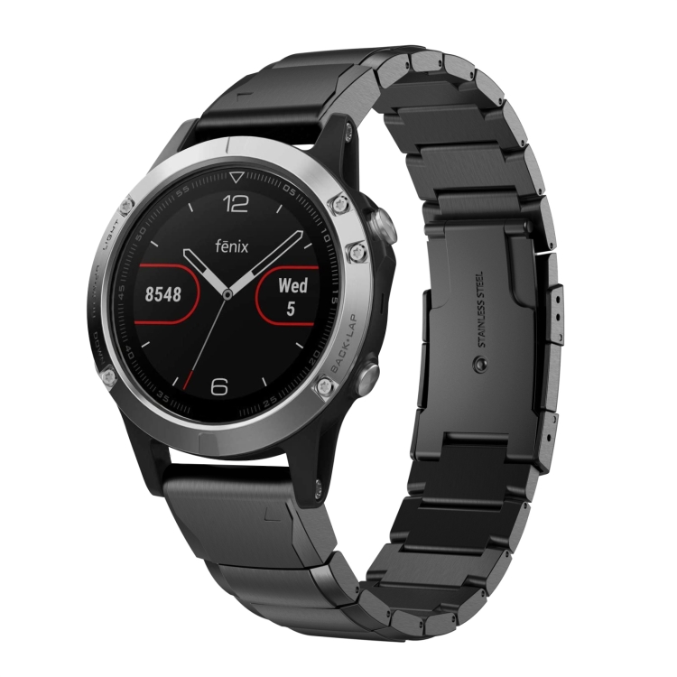 

For Garmin Fenix 5 22mm Tortoise Shell Stainless Steel Watch Band(Black)