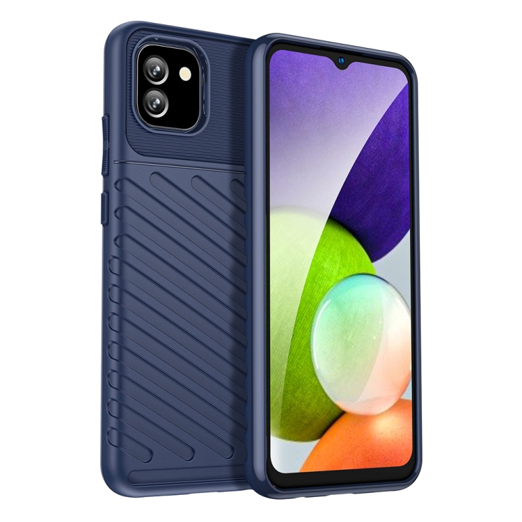 

For Samsung Galaxy F04 Thunderbolt Shockproof TPU Protective Soft Phone Case(Blue)