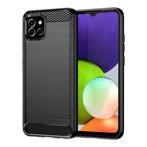

For Samsung Galaxy F04 Brushed Texture Carbon Fiber TPU Phone Case(Black)