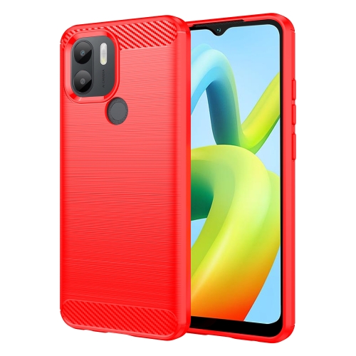 

For Xiaomi Poco C50 Brushed Texture Carbon Fiber TPU Phone Case(Red)