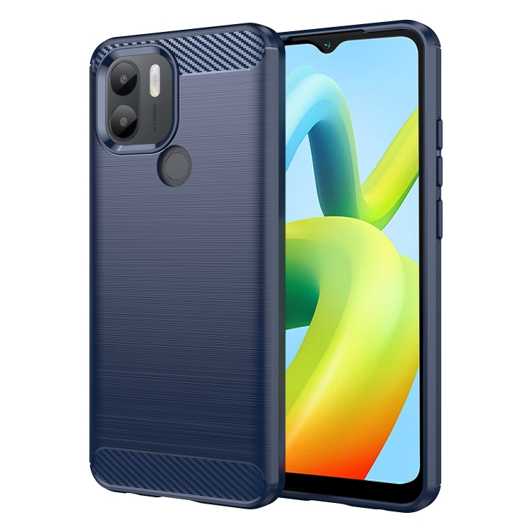 

For Xiaomi Poco C50 Brushed Texture Carbon Fiber TPU Phone Case(Blue)