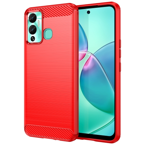 

For Infinix Hot 12 Play Brushed Texture Carbon Fiber TPU Phone Case(Red)