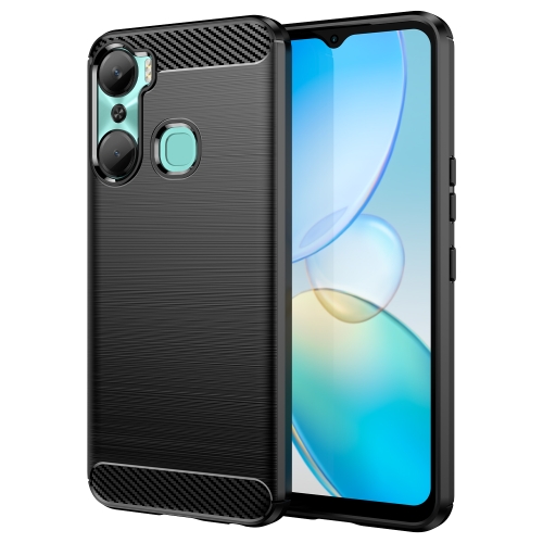 

For Infinix Hot 12 Pro Brushed Texture Carbon Fiber TPU Phone Case(Black)