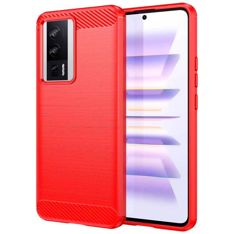 

For Xiaomi Redmi K60 Brushed Texture Carbon Fiber TPU Phone Case(Red)