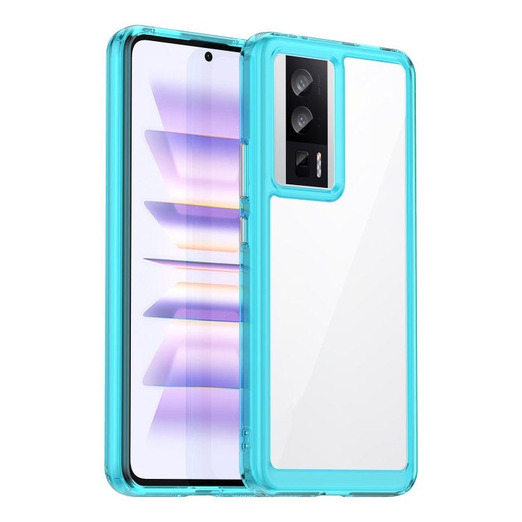 

For Xiaomi Redmi K60 Pro Colorful Series Acrylic + TPU Phone Case(Transparent Blue)