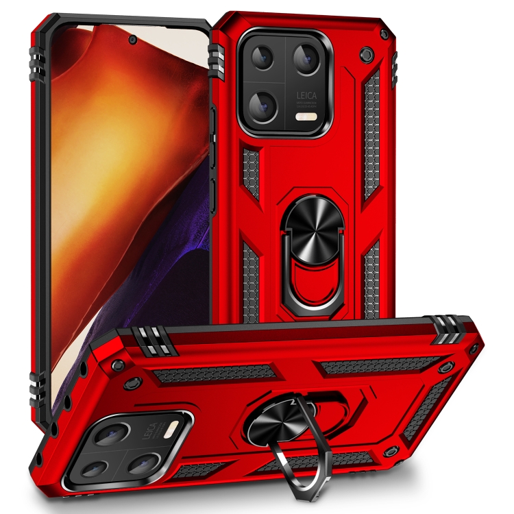 

For Xiaomi 13 Shockproof TPU + PC Phone Case with Holder(Red)