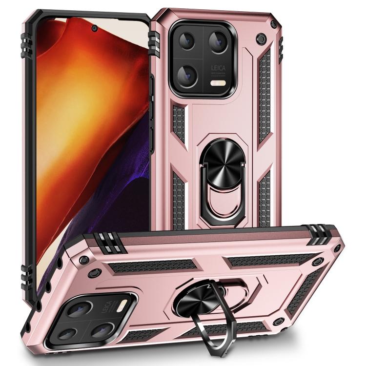 

For Xiaomi 13 Shockproof TPU + PC Phone Case with Holder(Rose Gold)