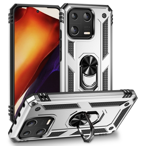 

For Xiaomi 13 Shockproof TPU + PC Phone Case with Holder(Silver)