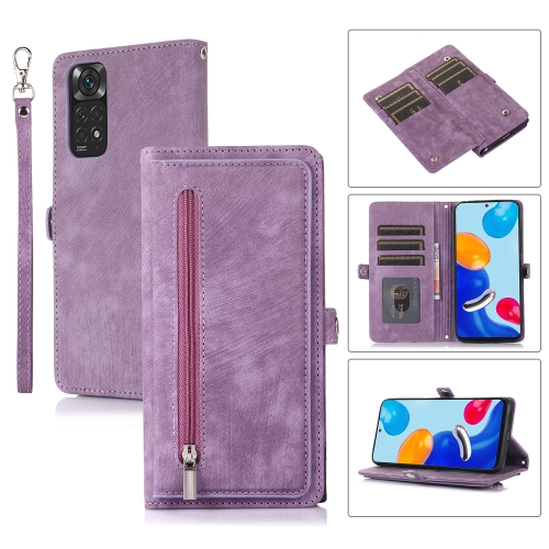 

For Xiaomi Redmi A1+ Zipper Card Slot Buckle Wallet Leather Phone Case(Purple)