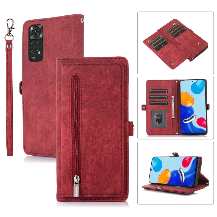 

For Xiaomi Redmi Redmi A1 Zipper Card Slot Buckle Wallet Leather Phone Case(Red)