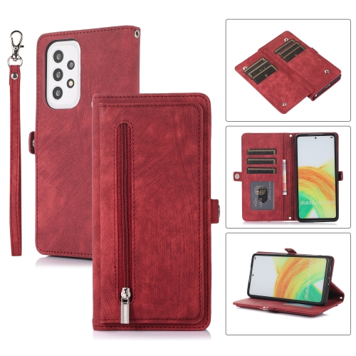 

For Samsung Galaxy A33 5G Zipper Card Slot Buckle Wallet Leather Phone Case(Red)