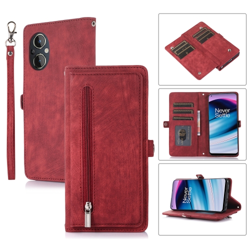 

For Nothing Phone 1 Zipper Card Slot Buckle Wallet Leather Phone Case(Red)