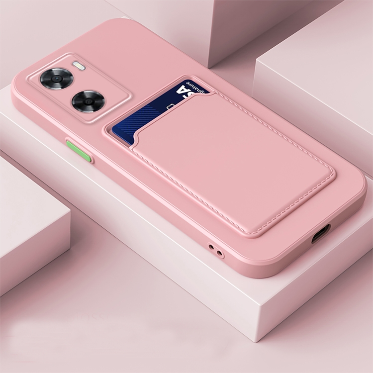 

For vivo Y35 2022 4G Skin Feel Card TPU Contrast Color Button Phone Case(Pink)