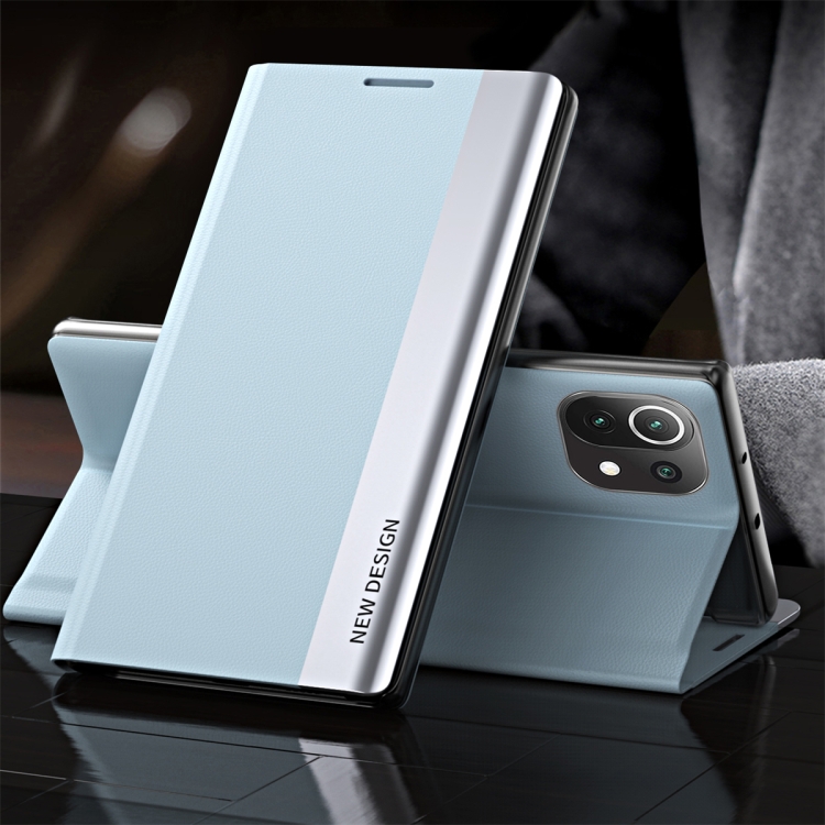 

For Xiaomi 13 Side Electroplated Adsorption Leather Phone Case(Light Blue)