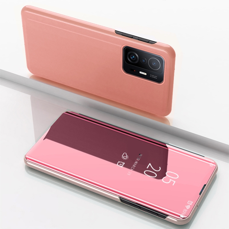 

For Xiaomi 13 Pro Plated Mirror Horizontal Flip Leather Case with Holder(Rose Gold)