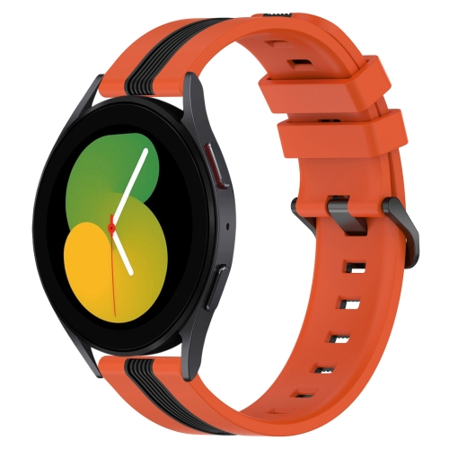 

For Samsung Galaxy Watch5 40mm 20mm Vertical Two-Color Silicone Watch Band(Orange+Black)