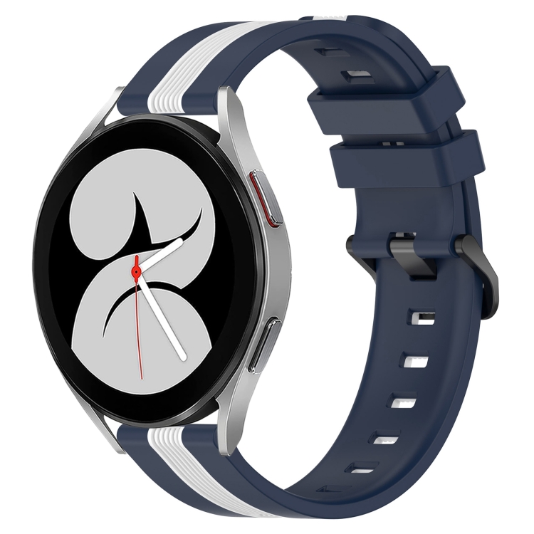 

For Samsung Galaxy Watch4 40mm 20mm Vertical Two-Color Silicone Watch Band(Blue+White)