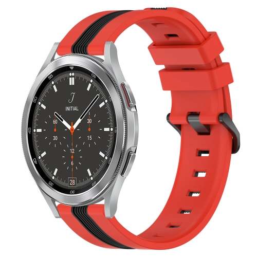 

For Samsung Galaxy Watch4 Classic 46mm 20mm Vertical Two-Color Silicone Watch Band(Red+Black)