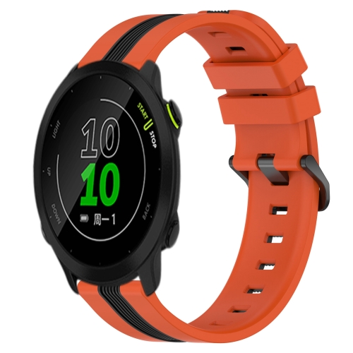 Pour Garmin Forerunner 158 Bracelet de montre en silicone bicolore vertical  20 mm (orange + noir)