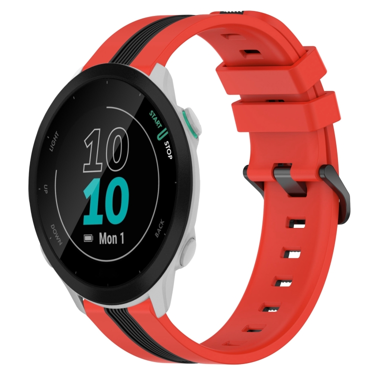 

For Garmin Forerunner 55 20mm Vertical Two-Color Silicone Watch Band(Red+Black)