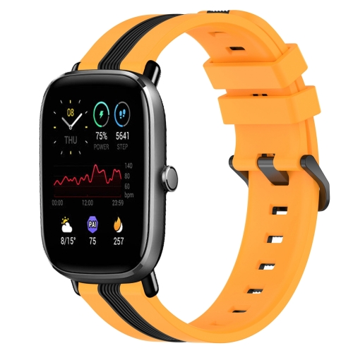 Per Amazfit GTS 2 Mini 20mm Cinturino in silicone bicolore verticale  (giallo + nero)