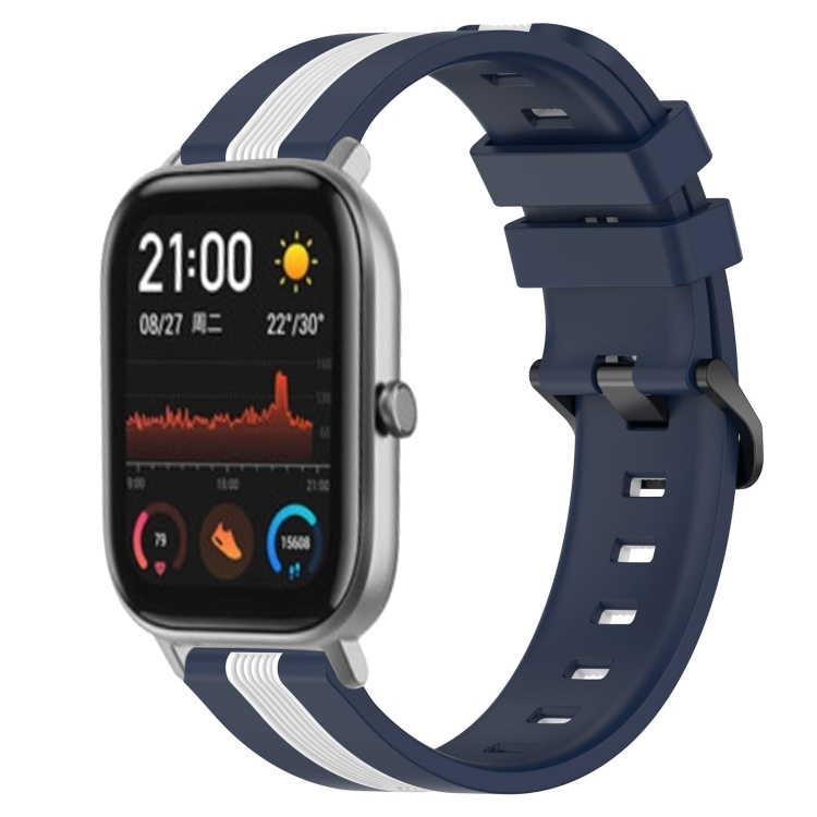 

For Amazfit GTS 20mm Vertical Two-Color Silicone Watch Band(Blue+White)
