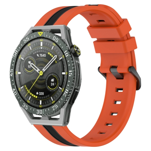 

For Huawei Watch GT 3 SE 22mm Vertical Two-Color Silicone Watch Band(Orange+Black)