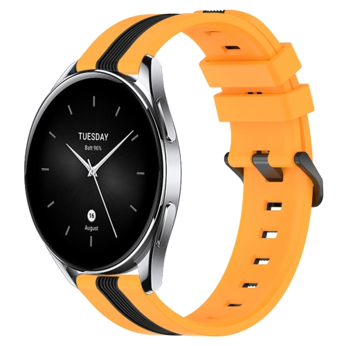 

For Xiaomi MI Watch S2 46mm 22mm Vertical Two-Color Silicone Watch Band(Yellow+Black)