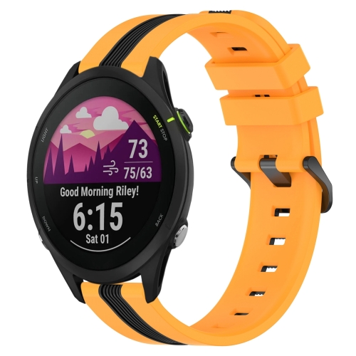 

For Garmin Forerunner 255 22mm Vertical Two-Color Silicone Watch Band(Yellow+Black)