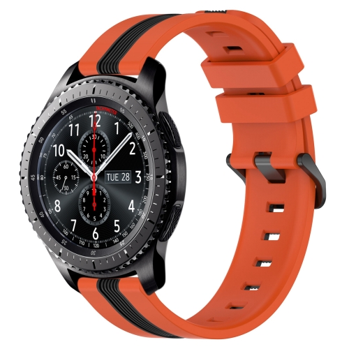 

For Samsung Gear S3 Frontier 22mm Vertical Two-Color Silicone Watch Band(Orange+Black)