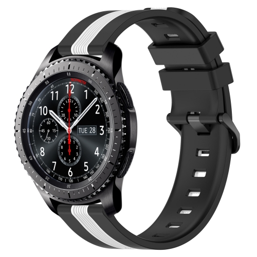 

For Samsung Gear S3 Frontier 22mm Vertical Two-Color Silicone Watch Band(Black+White)