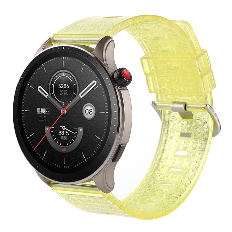 

For Huawei Watch GT3 Pro 46mm 22mm Transparent Shiny Diamond TPU Watch Band(Yellow)