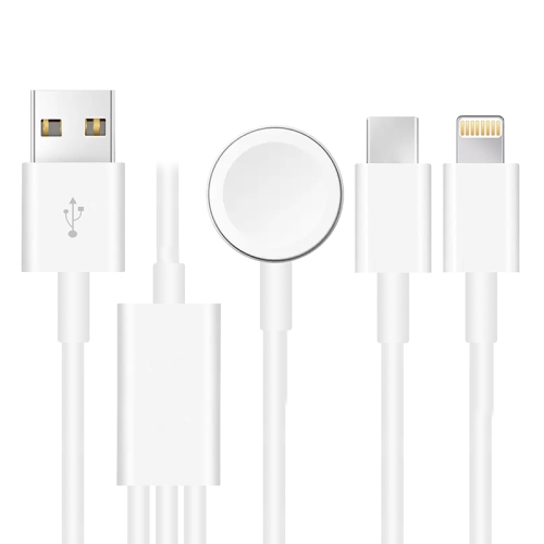 For Apple Watch Series & iPhone & Phone with Type-C Port 3 in 1 USB Magnetic Charging Cable 4ft/1.2m