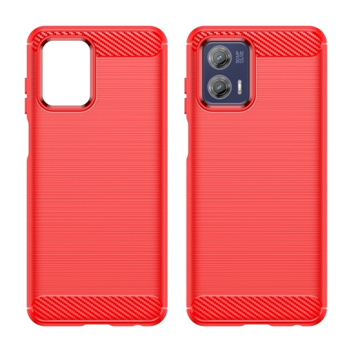 

For Motorola Moto G73 Brushed Texture Carbon Fiber TPU Phone Case(Red)