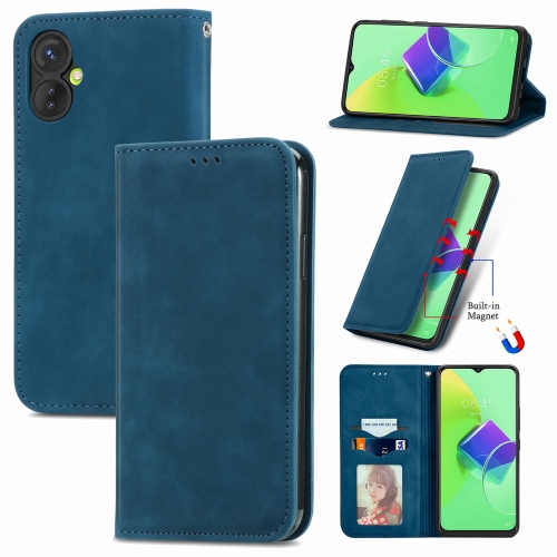 

For Tecno Spark 9 Pro Retro Skin Feel Magnetic Flip Leather Phone Case(Blue)