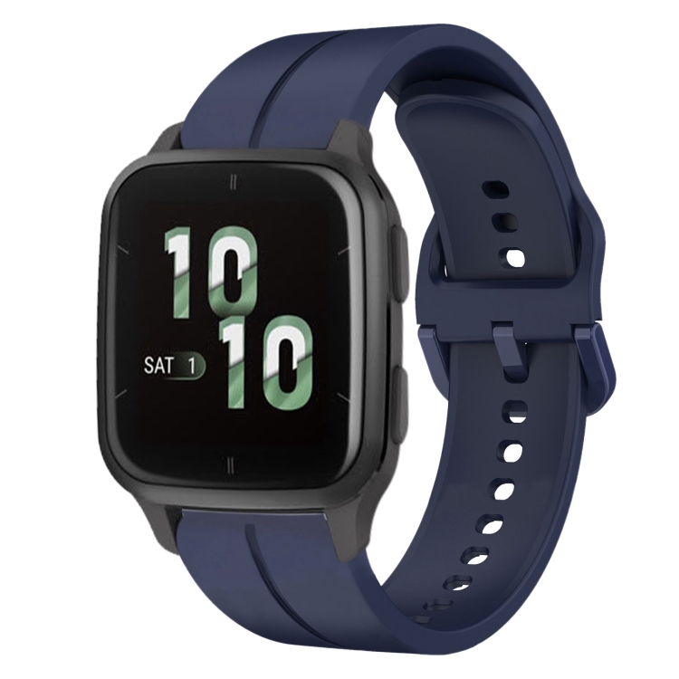 

For Garmin Forerunner Sq2 20mm Loop Silicone Watch Band(Navy Blue)