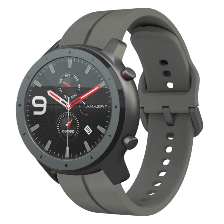 For Amazfit GTR 47mm 22mm Loop Silicone Watch Band(Dark Grey)