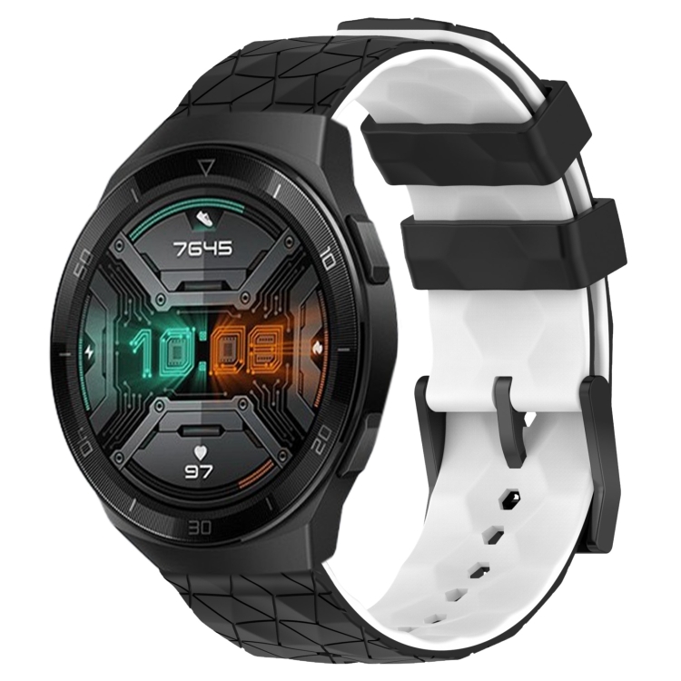 

For Huawei Watch GT 2E 22mm Football Pattern Two-Color Silicone Watch Band(Black+White)