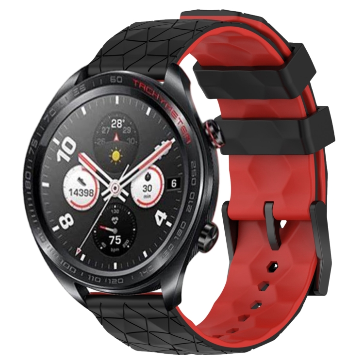 

For Honor Watch Dream 22mm Football Pattern Two-Color Silicone Watch Band(Black+Red)