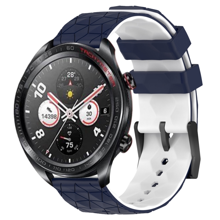 Honor Watch Dream 22mm 축구 패턴 2색 실리콘 시계 밴드(미드나잇 블루 + 화이트)