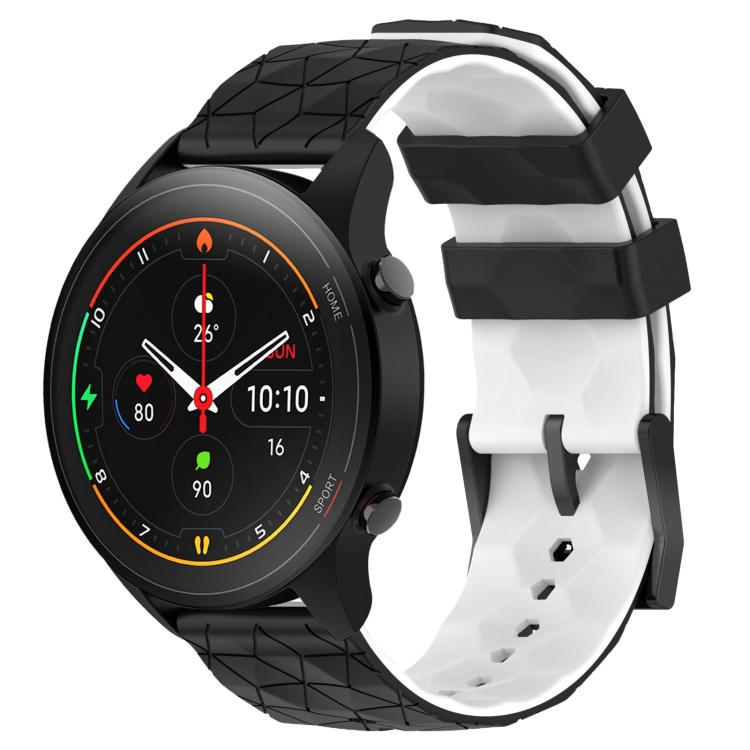

For Xiaomi MI Watch S1 Pro 22mm Football Pattern Two-Color Silicone Watch Band(Black+White)